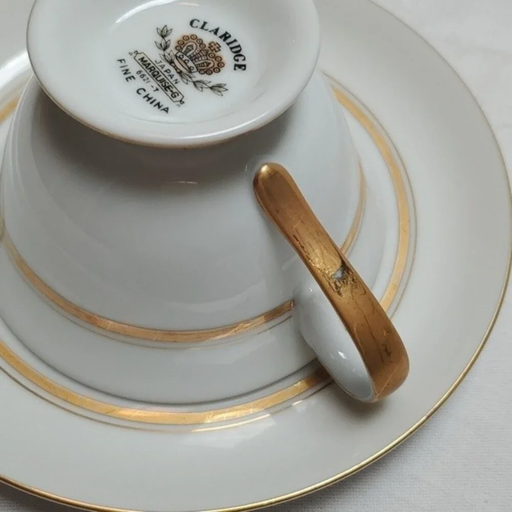 Vintage Claridge “Marquise” Teacup & Saucer – Japan – Gold Trim – Hard to Find